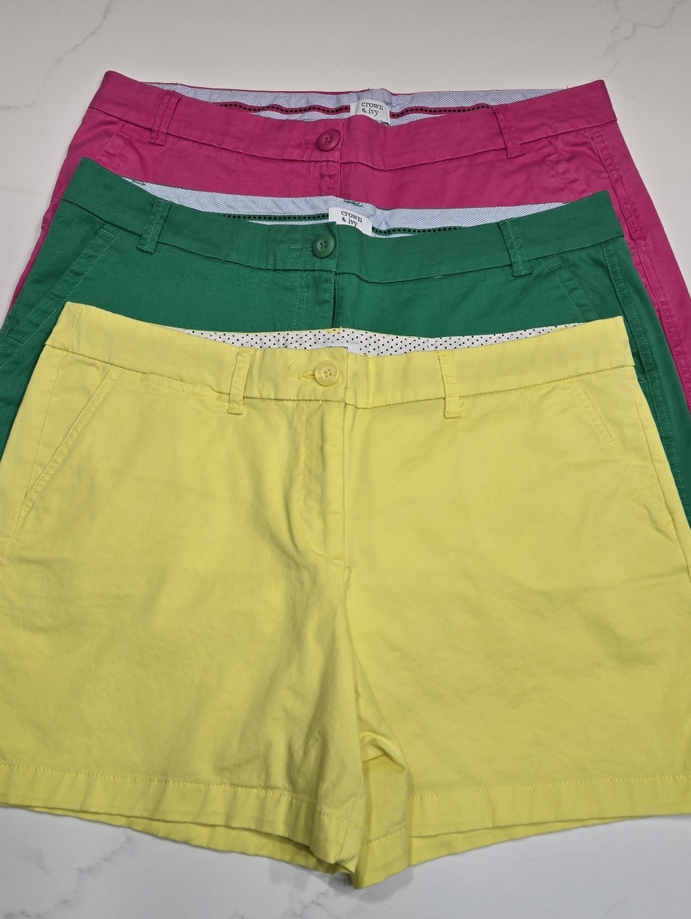 Crown & Ivy Caroline Shorts Size 14 Plaid Pink Green Yellow Shorts - Bundle of 3